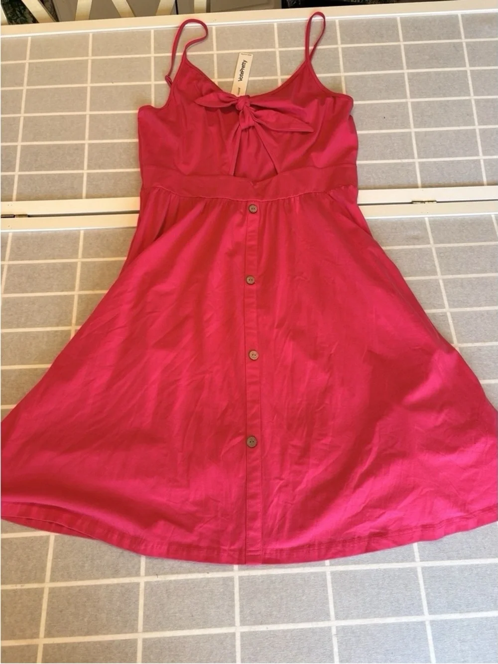 Kids Pink Tie-Front Button-Down Sundress